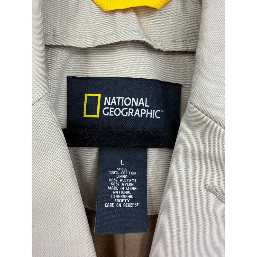 National Geographic Field Jacket Mens L Khaki Travel Safari Multi Pocket Blazer - Picture 5 of 16